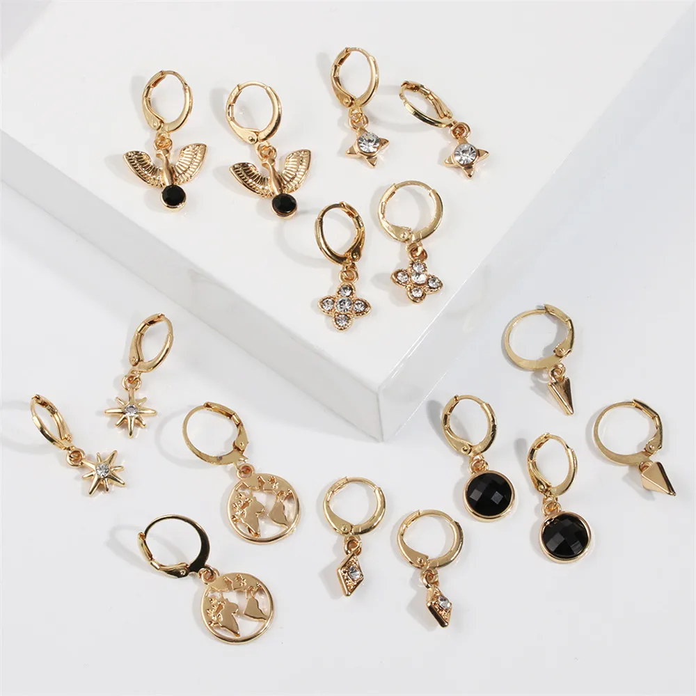 Серьги-гвоздики MLING из золотого сплава с кристаллами модные серьги молниевыми