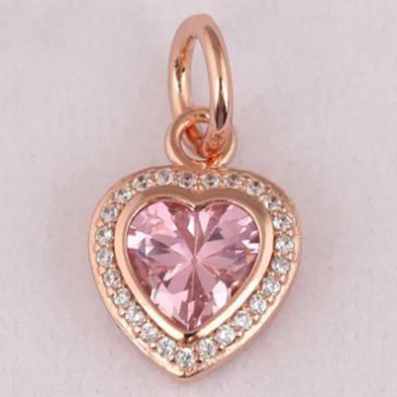 

Original 925 Sterling Silver Charm New Fashion Pink Love Pendant Fit Pandora Women Bracelet & Necklace Diy Jewelry