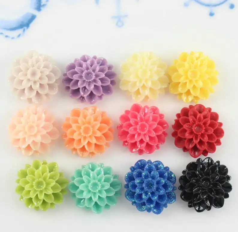 50 шт. кабошоны для мам/20 мм из смолы с цветами Dahlia Mum/плоские задники/без