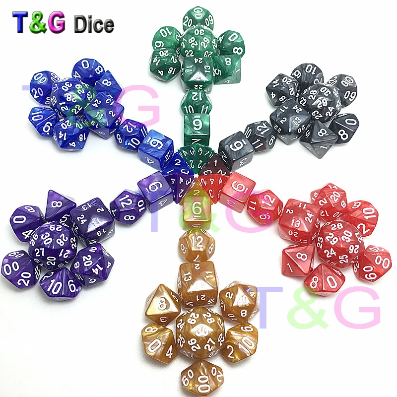 NEW Plastic Polyhedral Dice with Marbled effect D4 D6 D8 3xD10 D12 D20 D24 D30 10pcs Digital | Спорт и развлечения