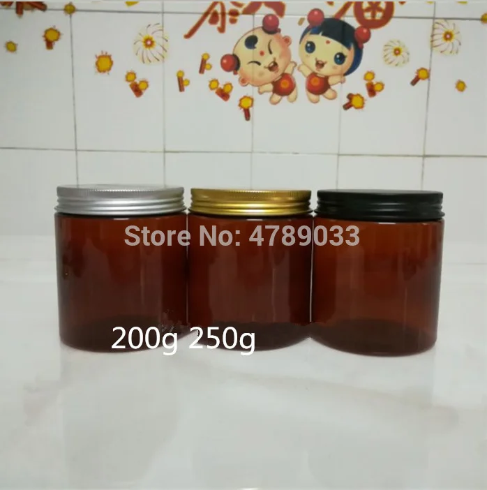 10/30 шт 200 г 250 г Янтарная Пластик баночка для косметического крема многоразового использования, пустые бутылка для лосьона для тела маска для лица упаковки контейнеров