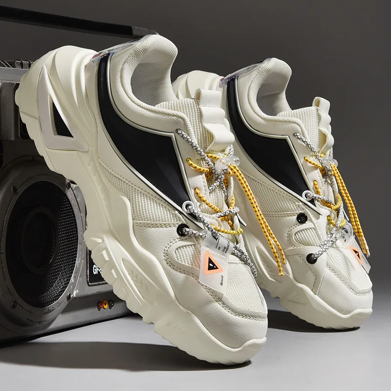 

Thick Bottom Antiskid Sneakers Men Trend Men's 2021 Ventilation Luxurious Comfortable Running Shoes Casual Flat Designer