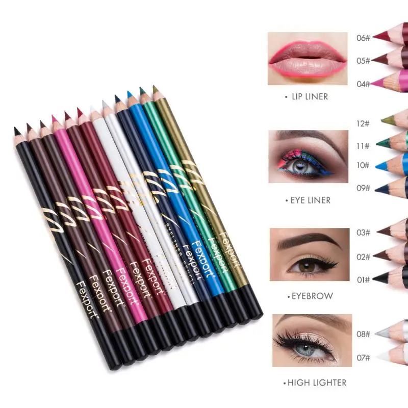 12 Color Easy-To-Wear Makeup Lips Lip Liner Pencil Cosmetic Eyeliner Lip liners