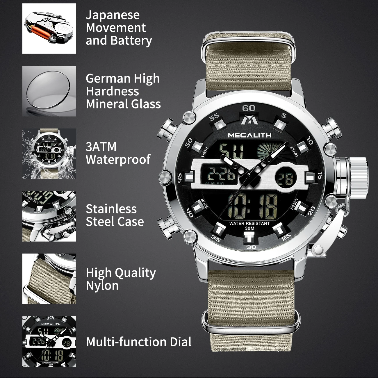 Цена оптовой продажи мегалитическая Топ Брендовые мужские наручные часы