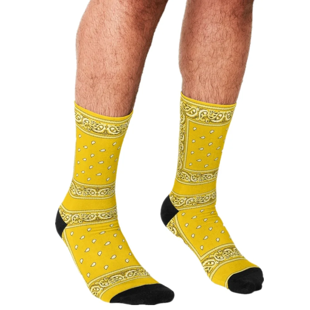 

2021 Men Socks harajuku Bandana Green Socks Printed personality Happy hip hop Novelty Skateboard Crew Casual Crazy Socks