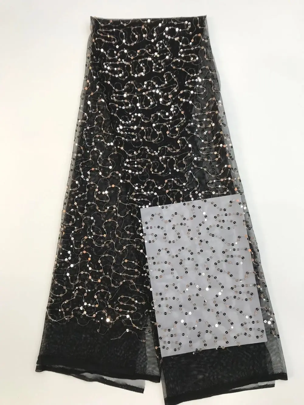 

Hot sale evening dress net lace cloth French tulle lace fabric with sequins for party dress PAN462(5yards/lot) many color