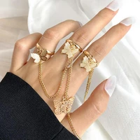 butterfly chain rings punk multi layer finger rings hip hop rotate rings for women party gift am3387