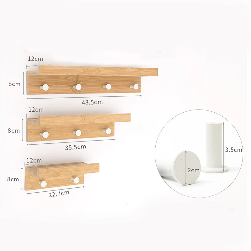 

Bamboo Floating Wall-Mounted Rack Coat Hook Rack Towel Hanger Holder European Style Dress Coat Hook Wall Door Hat Hanger