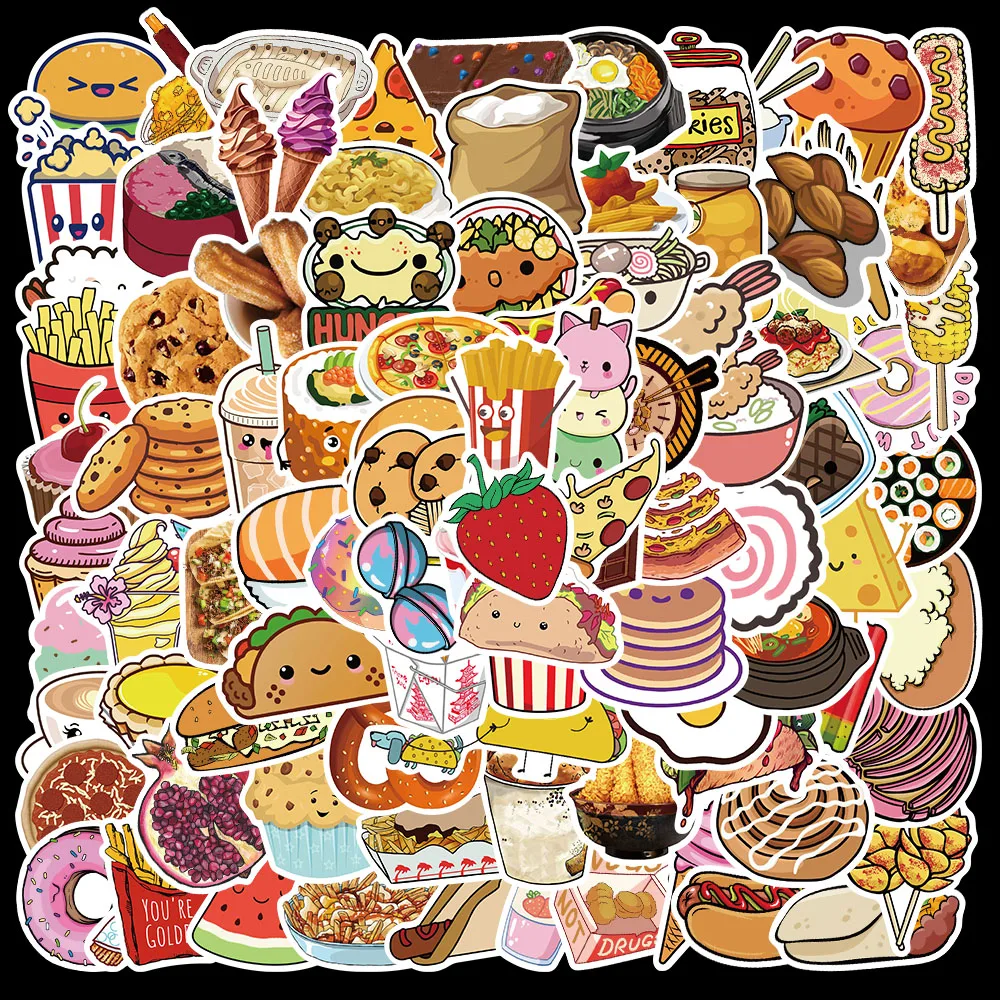 

10/50/100PCS Cartoon Food Graffiti Sticker Skateboard Fridge Guitar Luggage Motorcycle Helmet Luggage DIY Sticker Decal Kid Toys