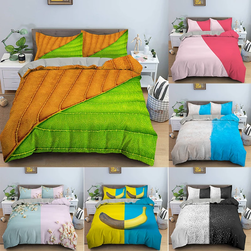 

New Fashion half and half Design 3D Printing Bedding Set 2/3pcs US/UK/AU/EU Size Comfortable Kids Girl Pink Soft Duvet Cover Set