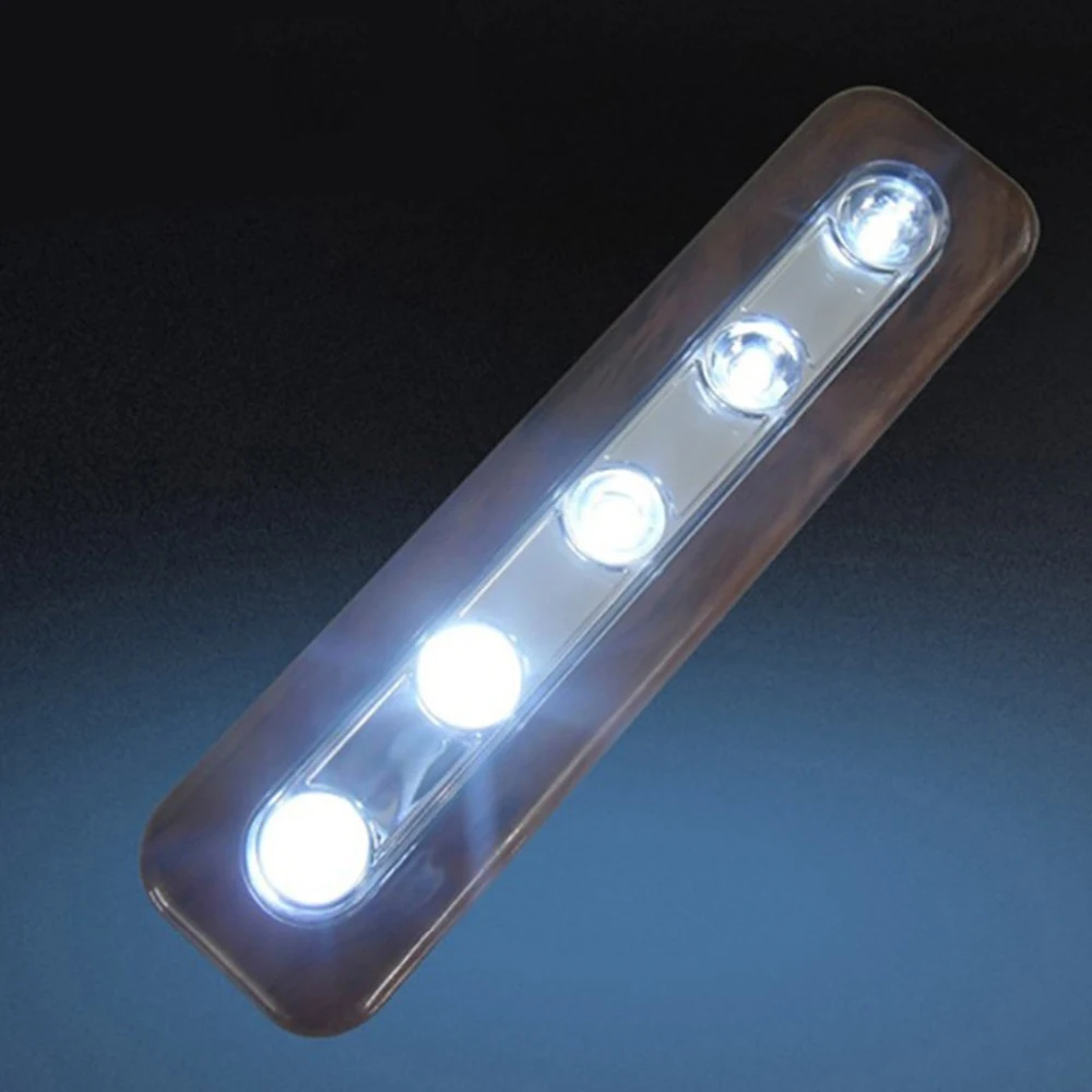 5 светодиодных беспроводных сенсорных светильников с наклейкой на батарейках