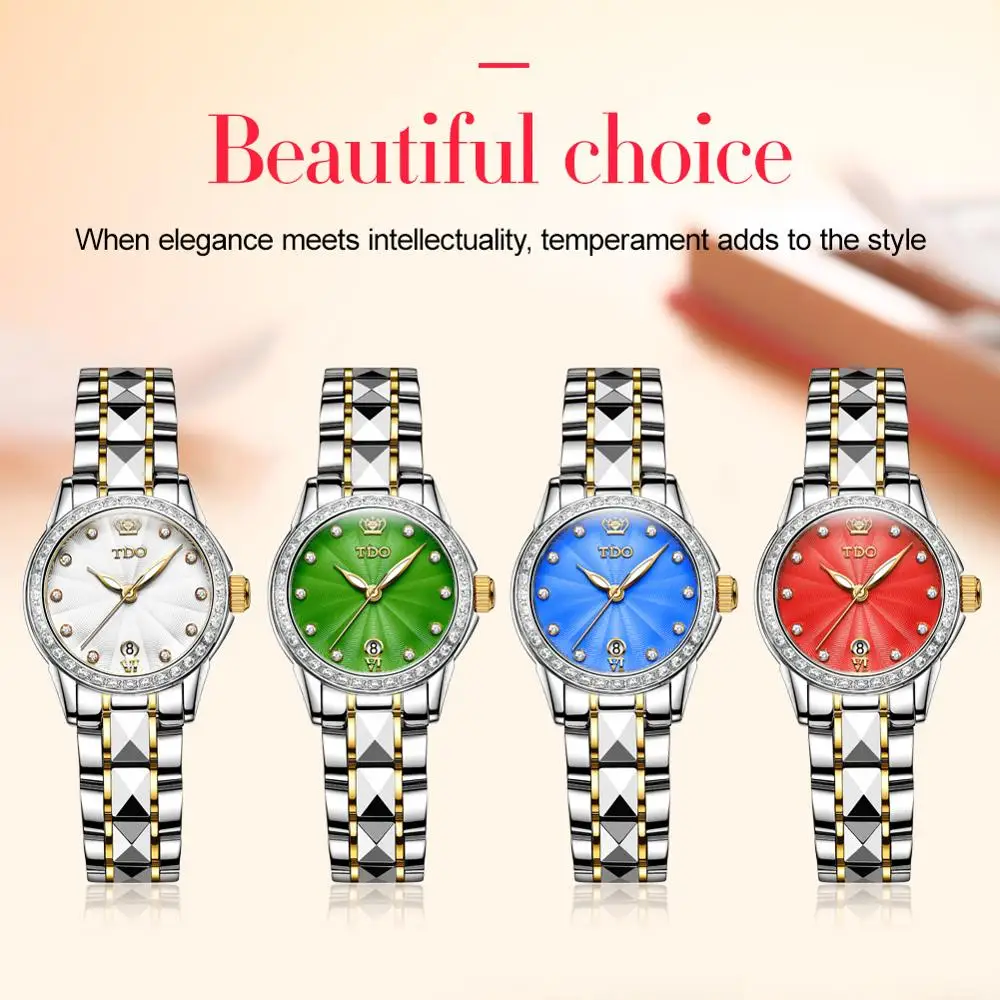

Women's automatic mechanical wristwatch luxury top brand watch tungsten steel watchband waterproof luminous hands female clock