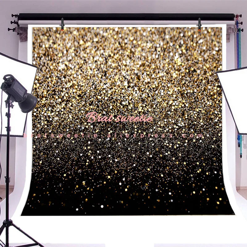 Со сверкающими золотистыми фон для фото на вечеринке Виниловый фотосъемки с
