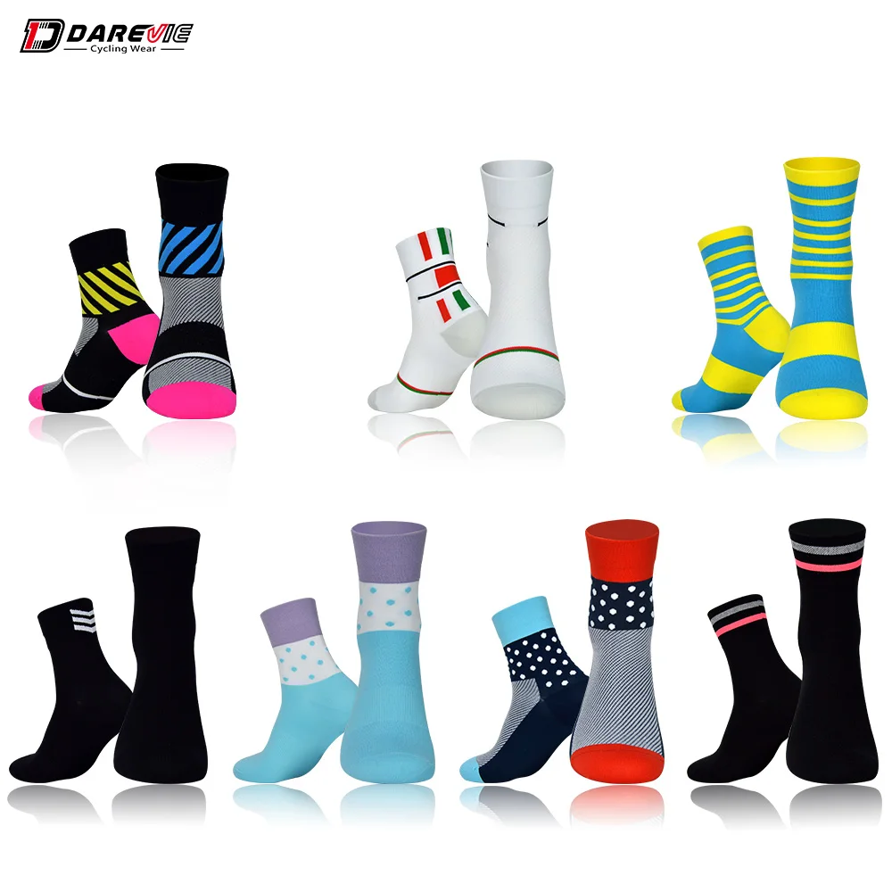 Darevie cycling socks soft sports socks breathable socks elastic biking socks anti-bacterial reflective bicycle cocks MTB road