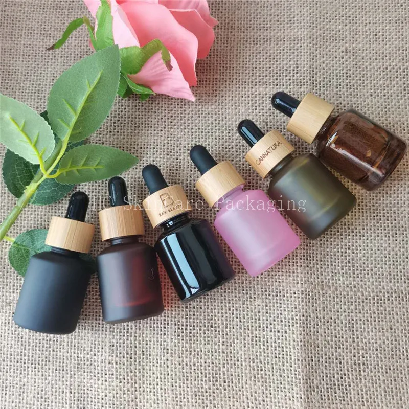 

15/30ml Frosted Bamboo Dropper Glass Bottle Aromatherapy Liquid for essential massage oil Pipette Refillable Bottles High-grade