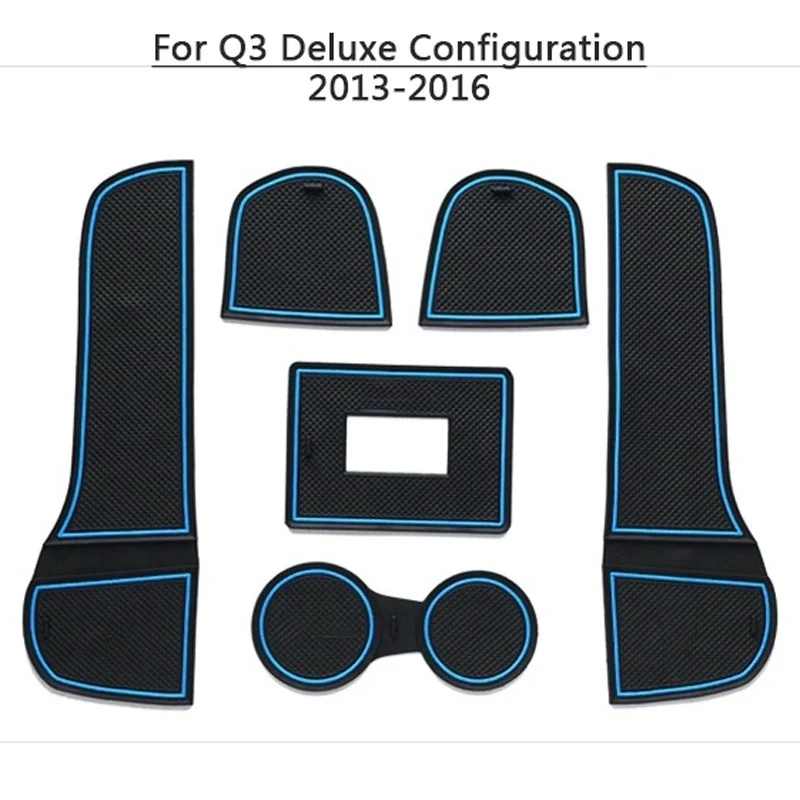 

6pcs/set of car accessories door slot pad rubber cup interior coaster for 2013-2016 Au-di Q3 Deluxe Configuration