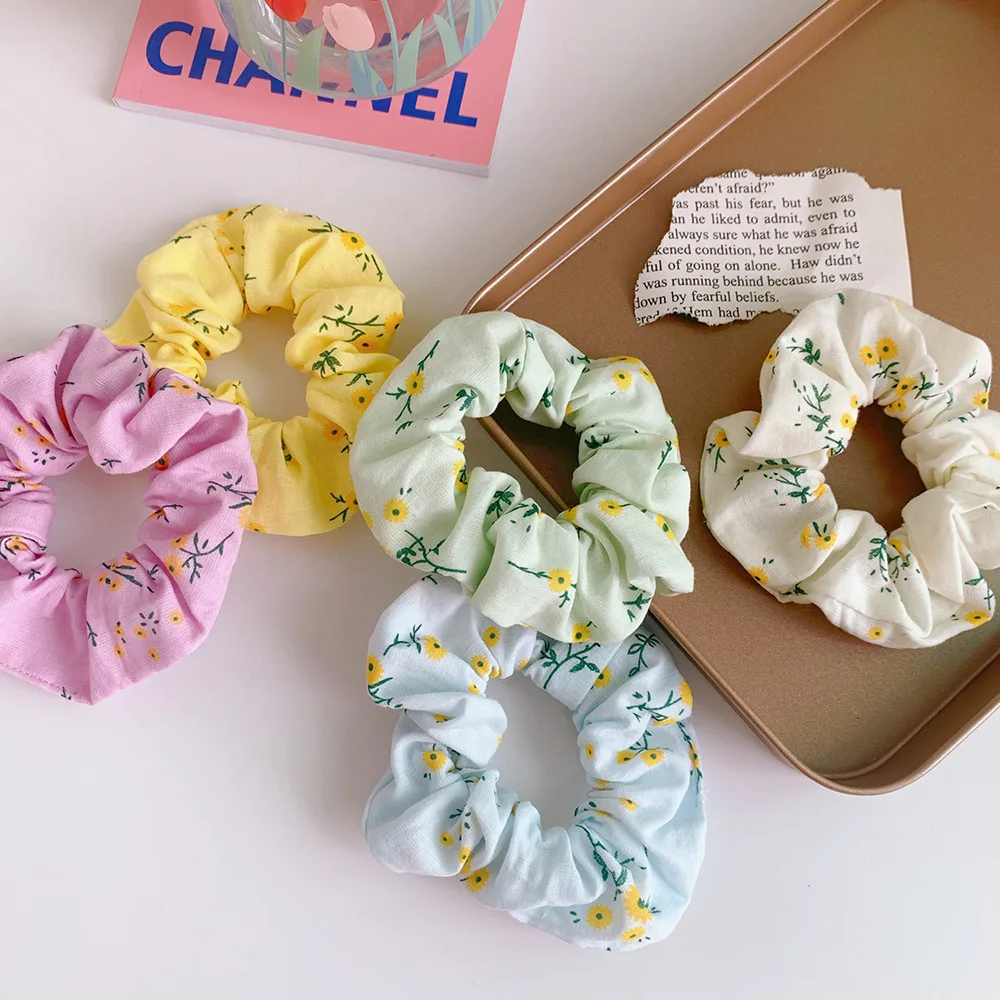 Scrunchies эластичная повязка на голову с цветочным принтом для волос женщин