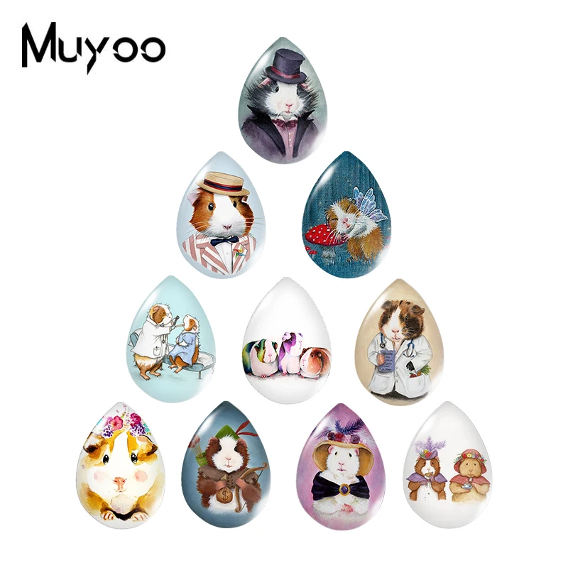 

2020 New Guinea Pig Tear Drop Glass Dome Photo Jewelry Handcraft DIY Accessories