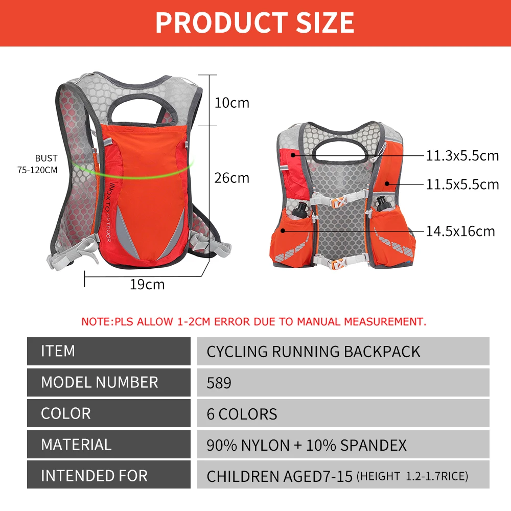 INOXTO-ultra light 2 liter backpack, running marathon bike backpack water bag, with 250ml soft bottle