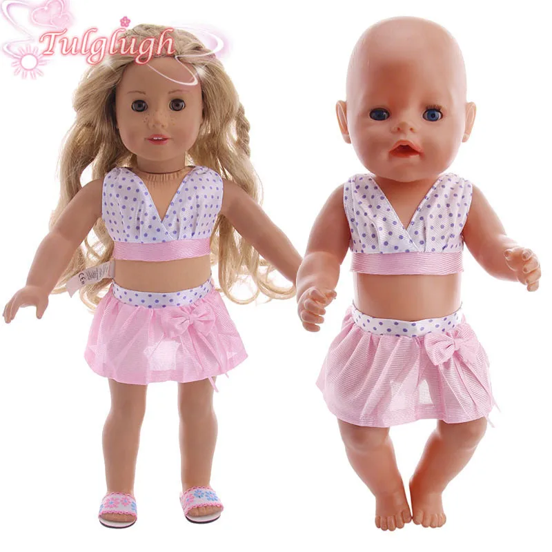 

Handmade Doll Clothes Pink Vest + sSirt Suit Wear Fit 18 Inch American&43Cm Baby New Born Doll Girl`s Toy