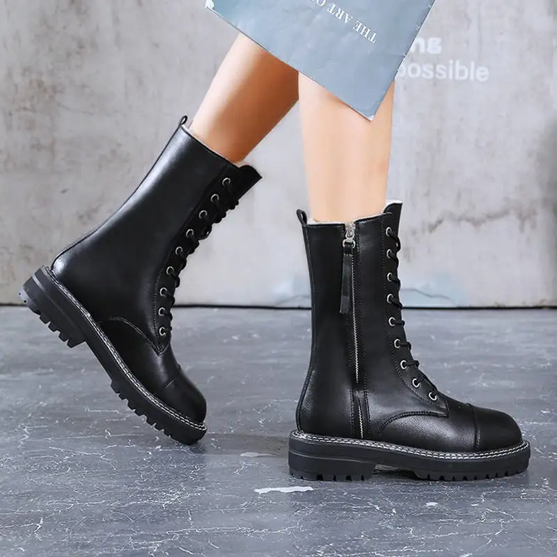 Boots Women Shoes PU Woman Wedge Solid Color Fashion Winter Ankle New Short Fur Warm Sho | Мать и ребенок