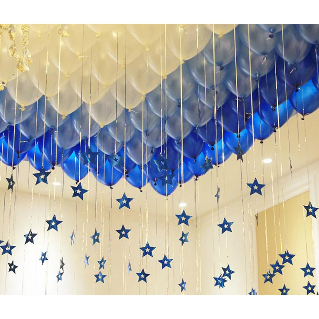 

100 Glitter Stars ing Balloon Swirls Party Decoration Gold/Silver/Blue