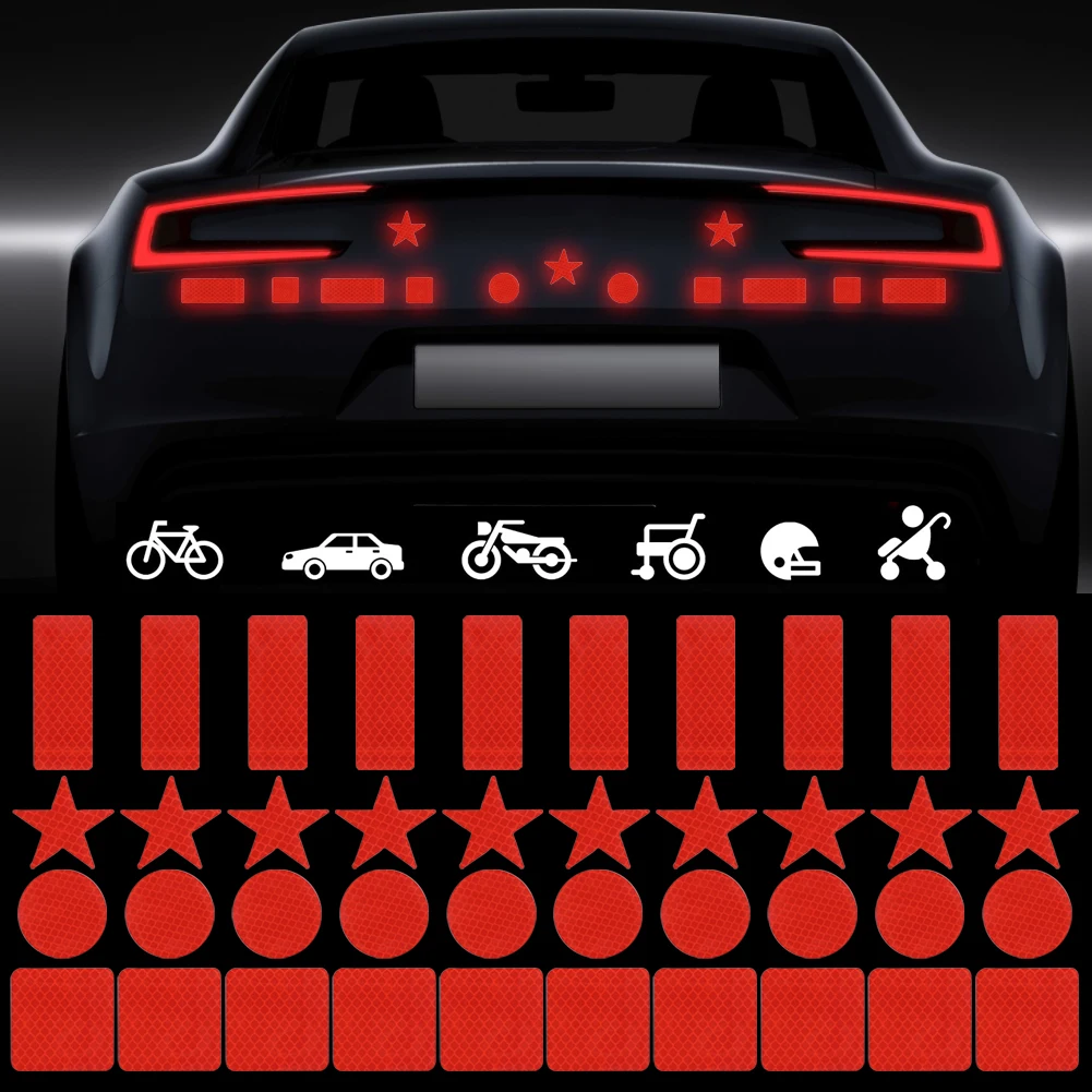 

40Pcs Strong Reflective Sticker Car Luminous Safety Sticker Warning Sign Waterproof Self-adhesive Car Truck Bike Motorcycle