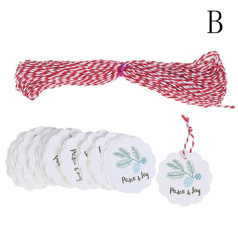 B 100 шт рождественские бумажные бирки DIY этикетка Рождественская елка кулон вечерние бирки для заметок ручной работы подарочная упаковка со шнурком - Цвет: B