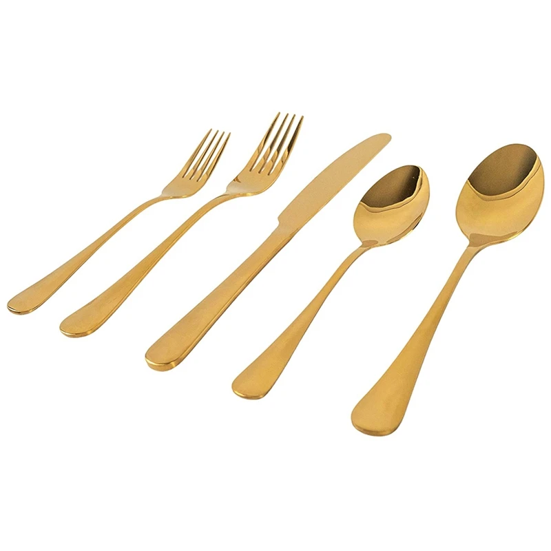 

Cooking Golden Cutlery Set-Stainless Steel Silverware, Cutlery Set-Cutlery Set-Knife, Fork and Spoon Set,20 Pieces