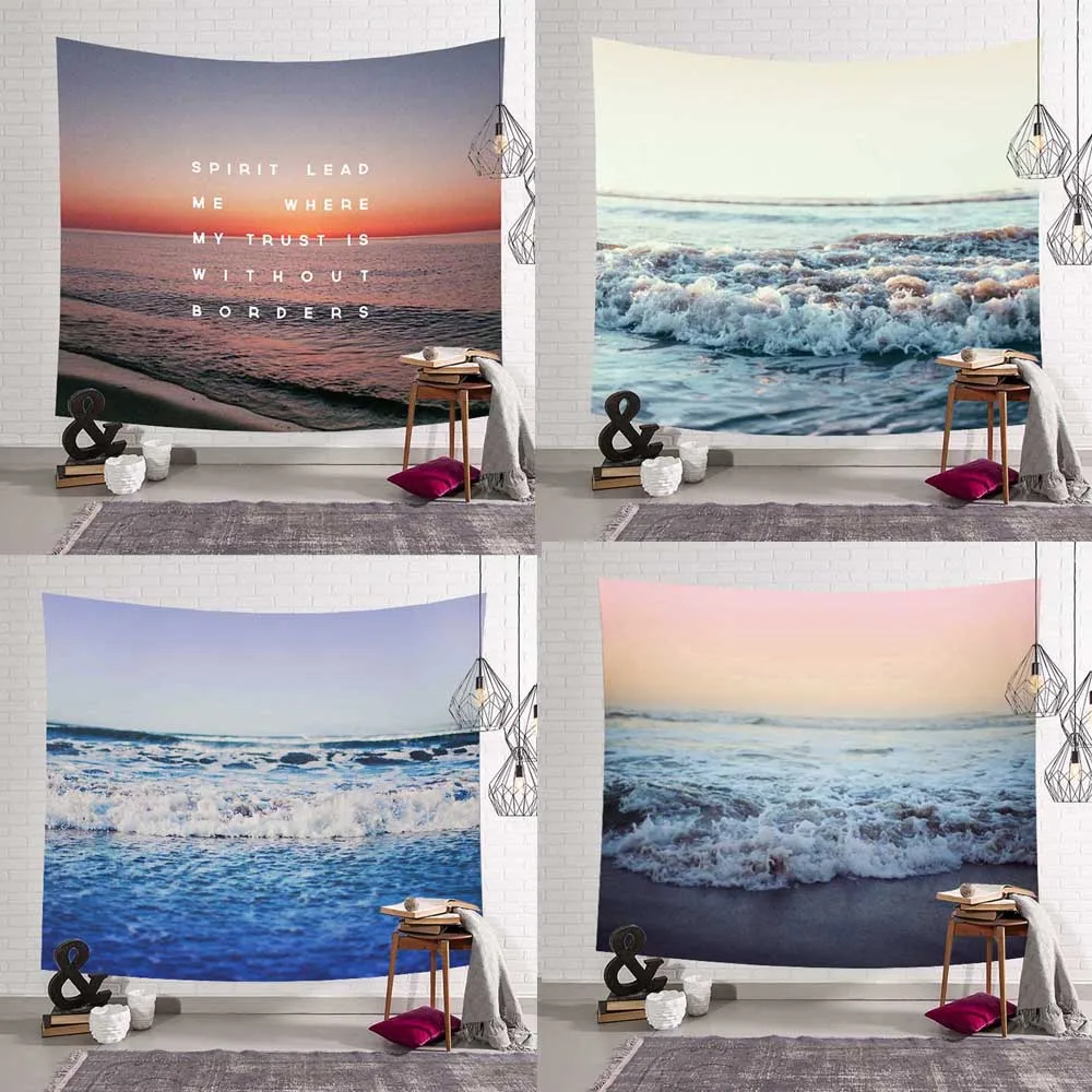 

Beach Sea Waves Tapestry Wall Hanging Boho Home Background Cloth Beach Yoga Mat CorridorBedroom Living Room Mural Decoration