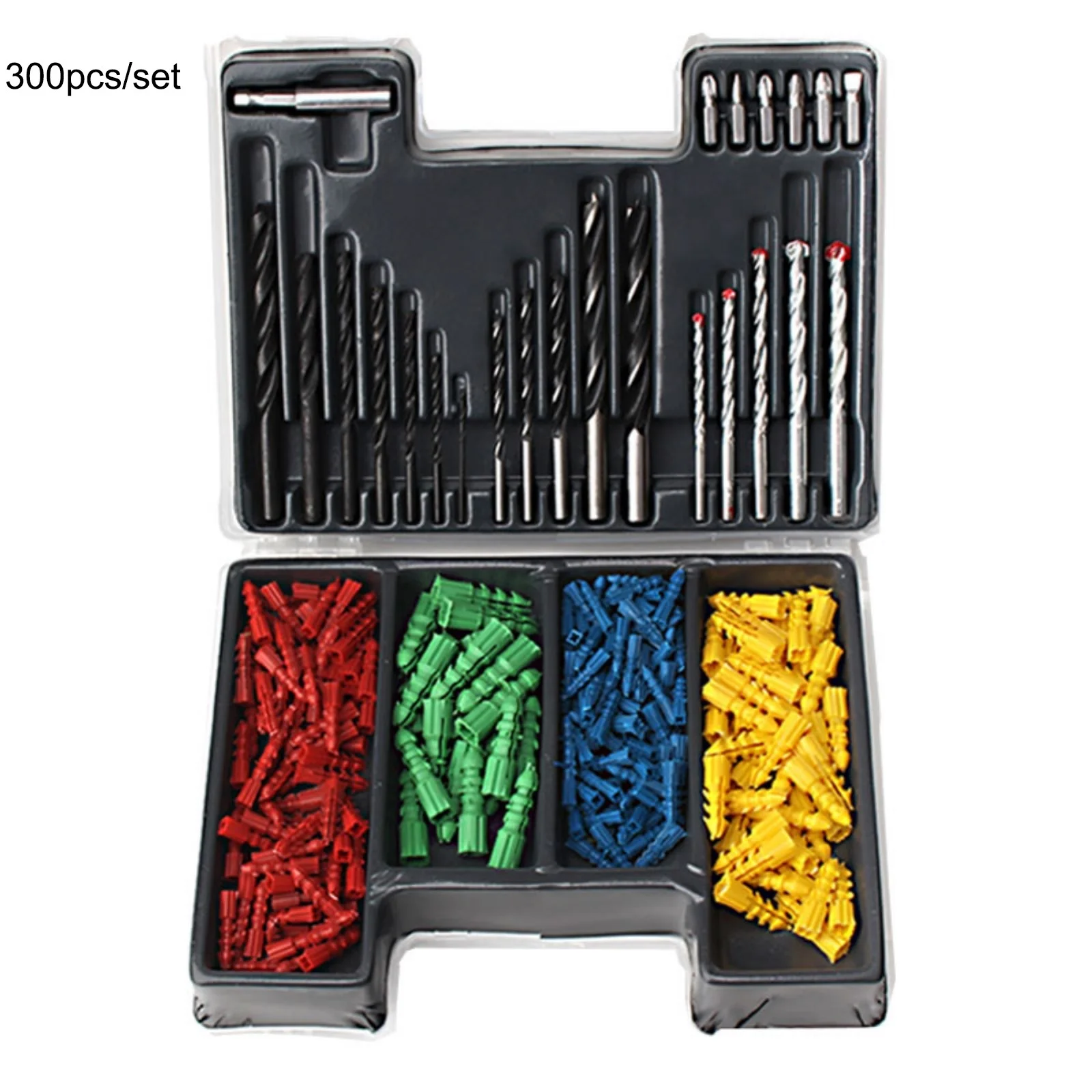 

300pcs Drill Bits Set HSS High Speed Steel Twist Drill Bits Expansion Screw Drill Bit Set with Box for Wood Plastic DIY Tools