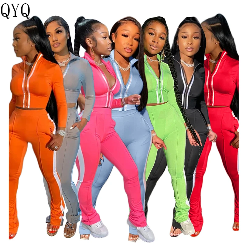 Женский спортивный костюм из двух предметов короткий топ и штаны|Спортивные