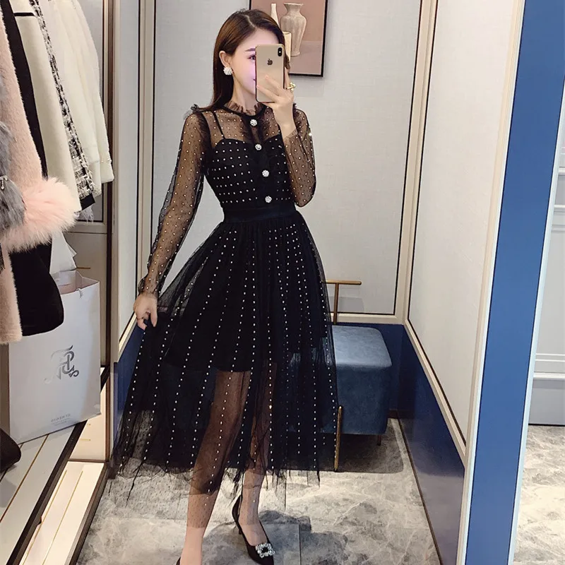 Женское длинное платье средней длины модельное с длинным рукавом праздничное