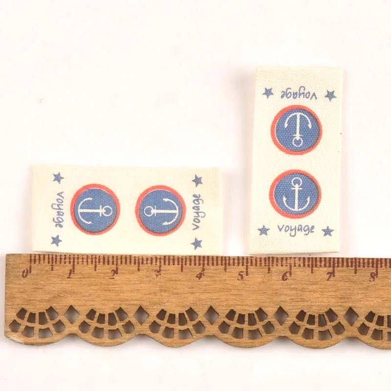 Смешанные 50 шт навигационные печатные бежевые хлопковые тканые этикетки для