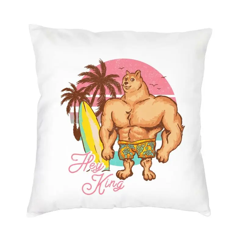 

Swole Doge Cheems Cushion Cover 45x45cm Chilling On The Beach Hey King Soft Nordic Pillows Living Room Decoration