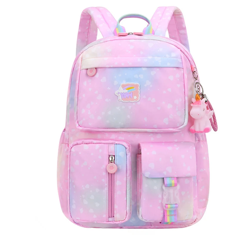 Водонепроницаемая школьная сумка с мультяшным кулоном для девочек, детский школьный рюкзак принцессы, милый школьный рюкзак для учеников н...
