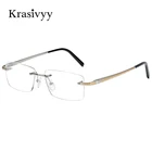 Оправа для очков Krasivyy Мужская Без Оправы из чистого титана, рецептурные оптические квадратные очки для близорукости, с пружинным шарниром