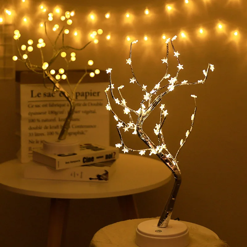 

sLED Night Light Mini Christmas Tree Copper Wire Garland Lamp For Home Kids Bedroom Decor Fairy Light Luminary Holiday Lighting