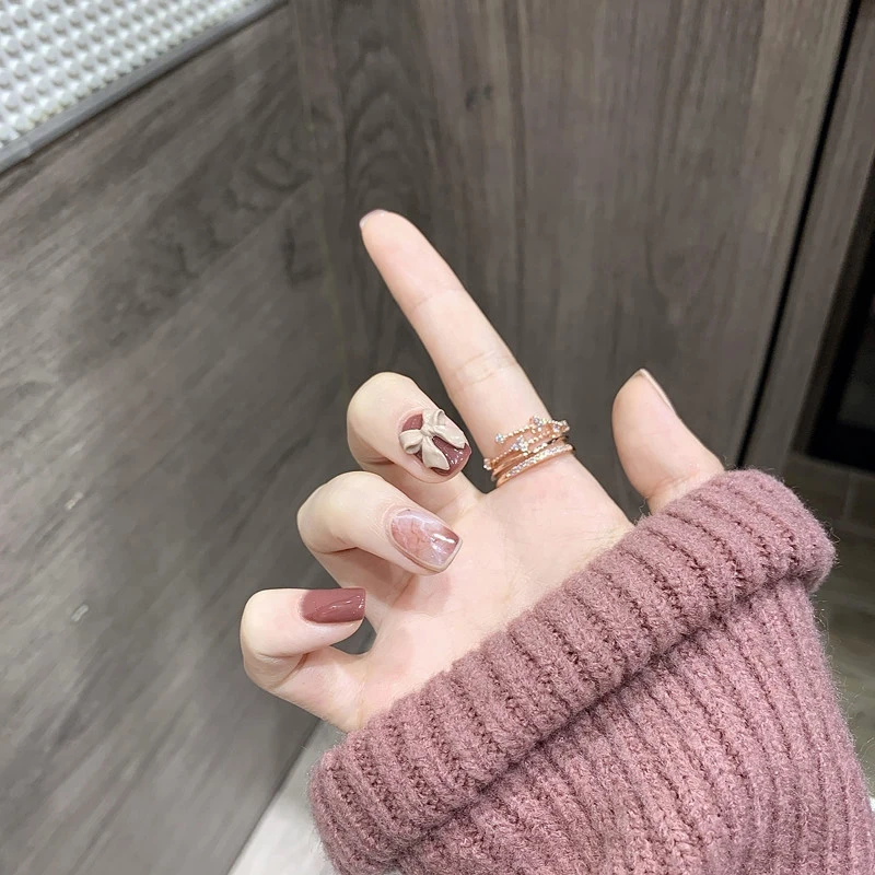 

24pcs Butterfly Decoration Wear Long Paragraph Fashion Manicure Patch False Nails Save Time Wearable Jelly Nail Patch CIN6 899
