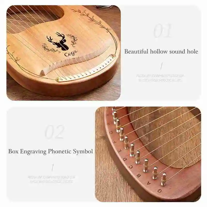 

Cega16 String Harp Portable , Include Tuning Wrench Cloth,spare Piano , Strings F2Q5