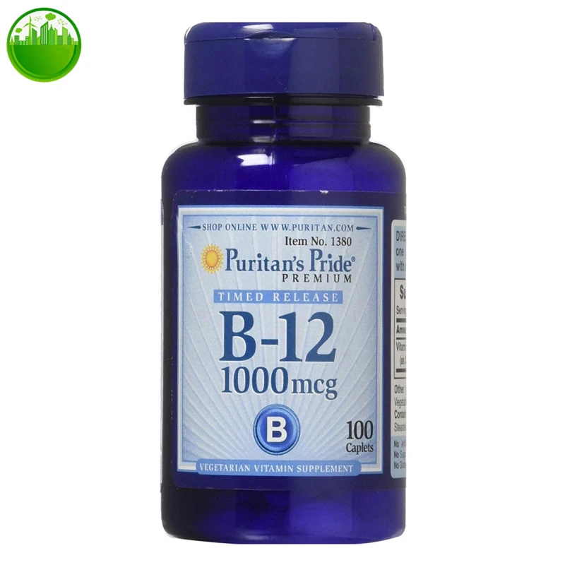 

US Puritan's Pride PREMIUM TIMED RELEASE Vitamin B-12 1000mcg 100Caplets Cobalamin,VB12,Vitamin B12,nourish Brain,prevent Anemia