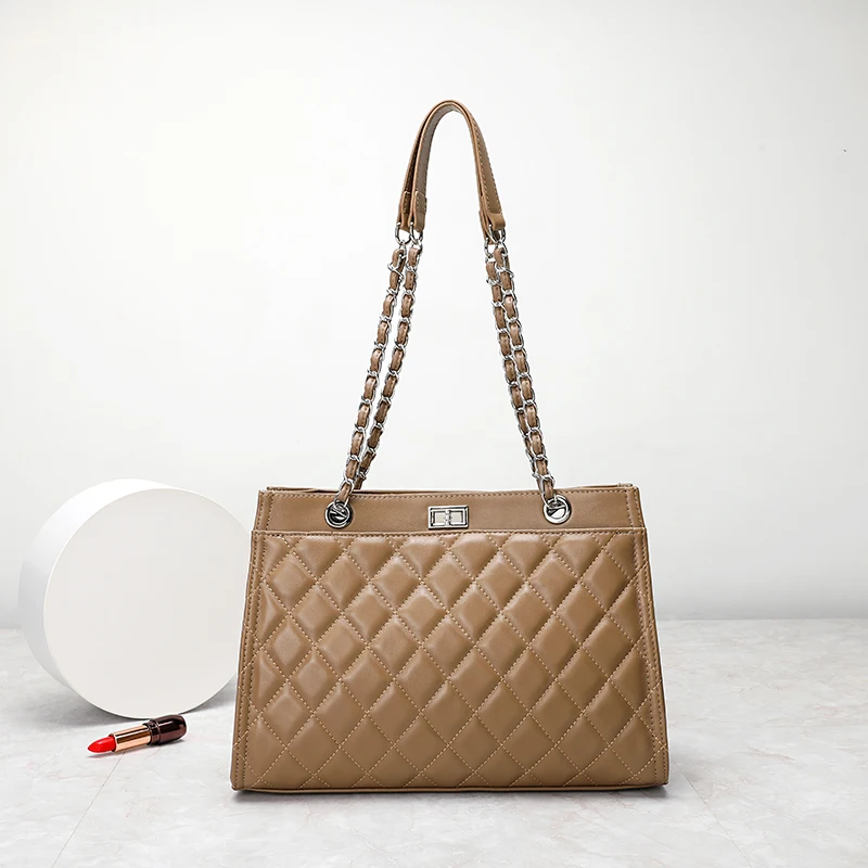 

Hmn Partn Ers Sheepskin Genuine Leather Crossbody Casual Women Plaid Pattern Handbag Designer Large Capacity Female Shoulder Bag