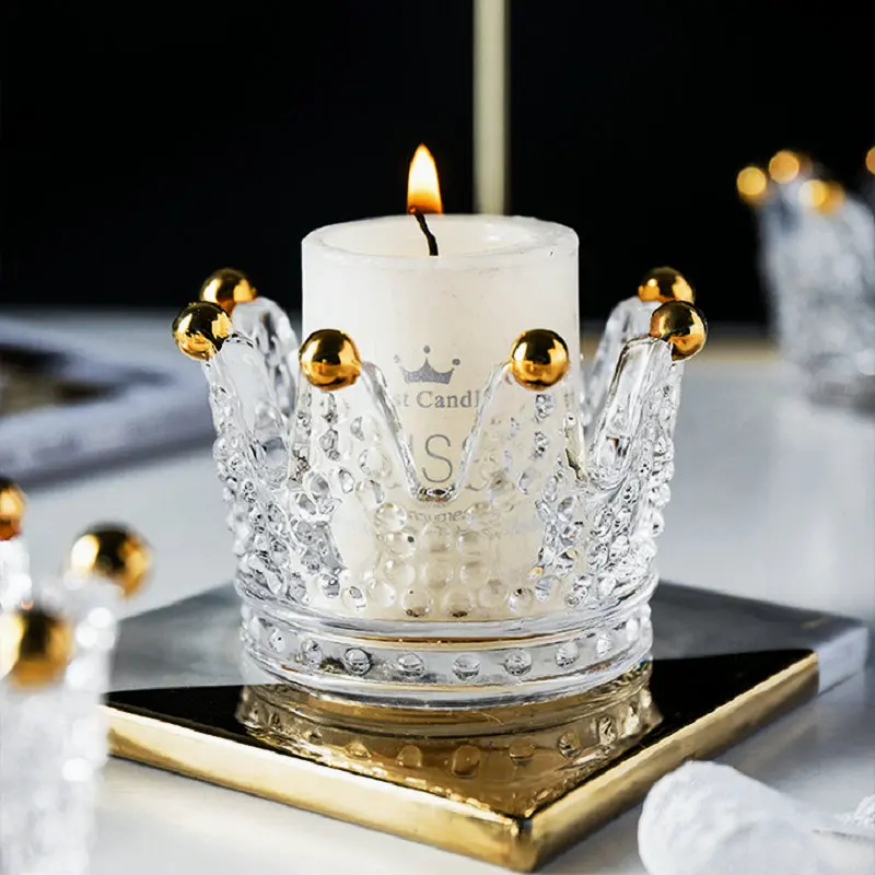 Простой Уникальный кристалл стеклянная корона пепельница стеклянный подсвечник