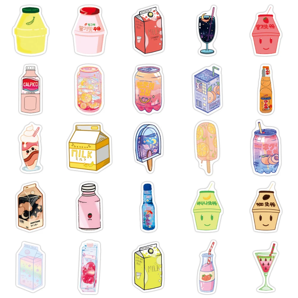103050pcs kawaii drink cartoon graffiti stickers aesthetics phone laptop notebook luggage waterproof sticker decal kid toy free global shipping