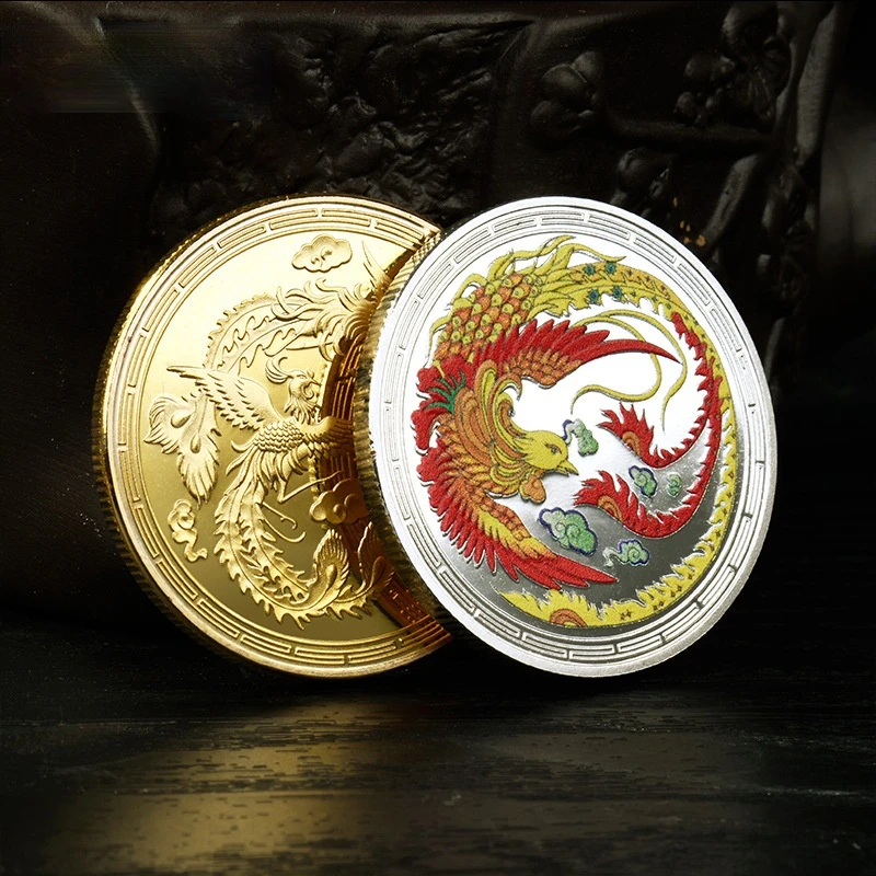 

Памятная монета Nirvana в китайском стиле с Фениксом, медаль о рождении новой жизни, Золотая и серебряная монета, рельефный металлический значок, подарок