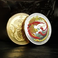 chinese style phoenix nirvana commemorative coin a new life rebirth medal gold and silver coin embossed metal craft badge gift