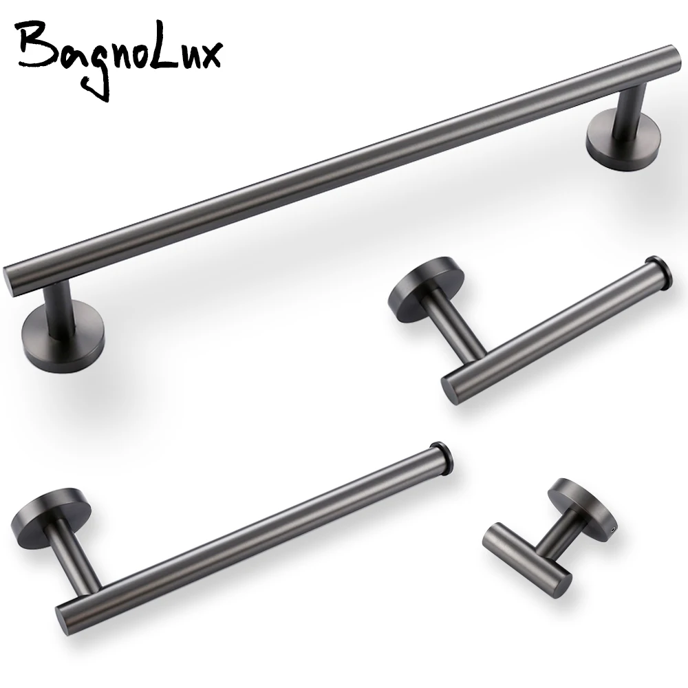 Bagnolux Stainless Steel Gun Gray Black Polished Chrome Brushed Gold Hanger Hook Towel Bar Paper Holder Bathroom Accessories