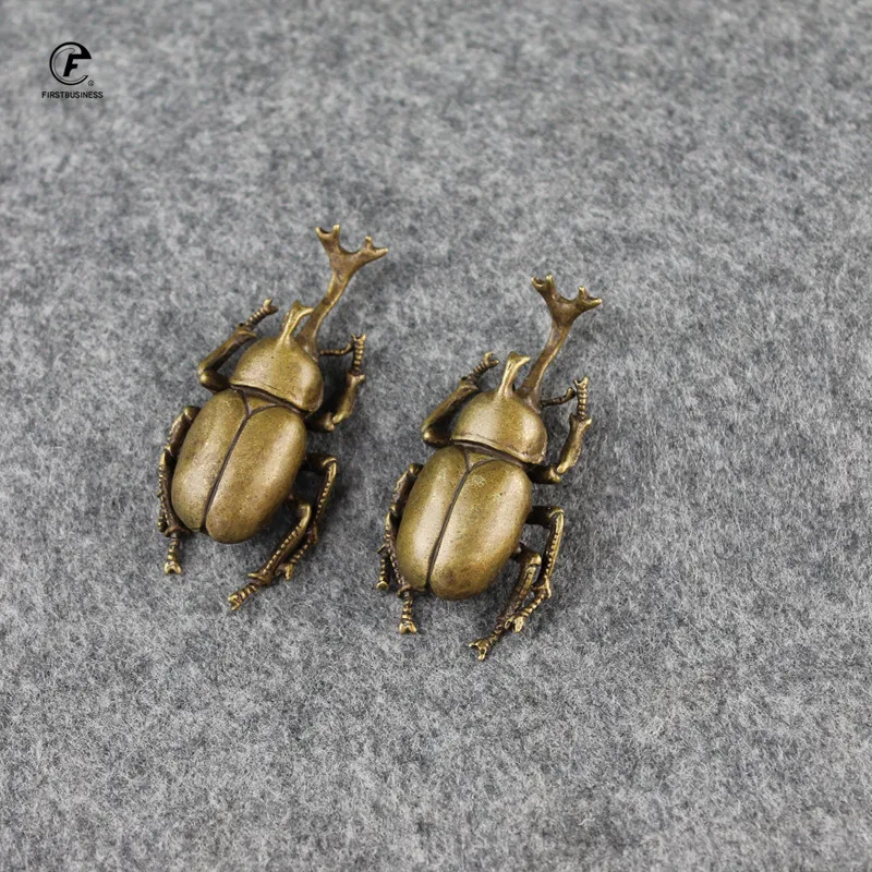 Винтажные медные чаи насекомые японские носороги жук маленькие украшения