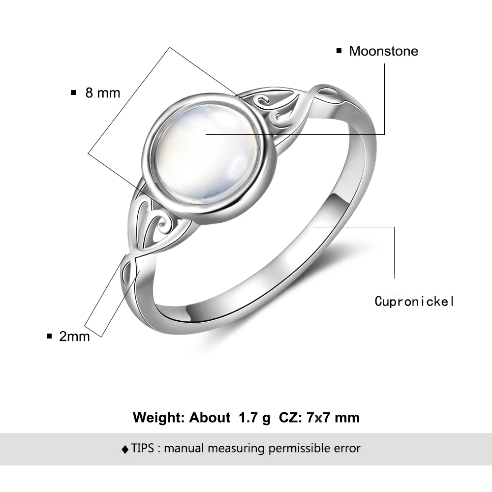 Кольца на палец серебряного цвета кольца с лунным камнем в викторианском стиле