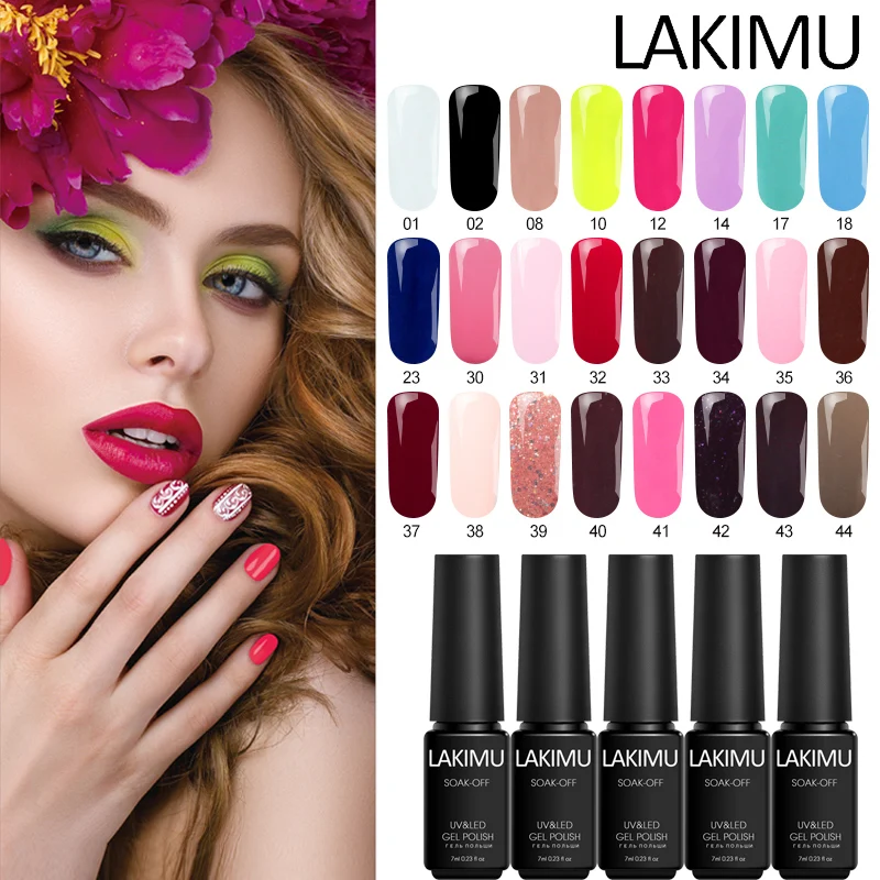 Lakimu хит продаж 24 цвета лак для ногтей чистый цвет гелевые лаки маникюра УФ LED